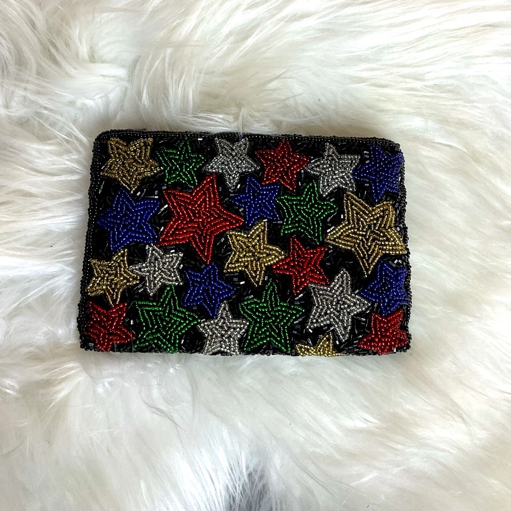 Vintage Amanda Smith Beaded Stars Mini Clutch